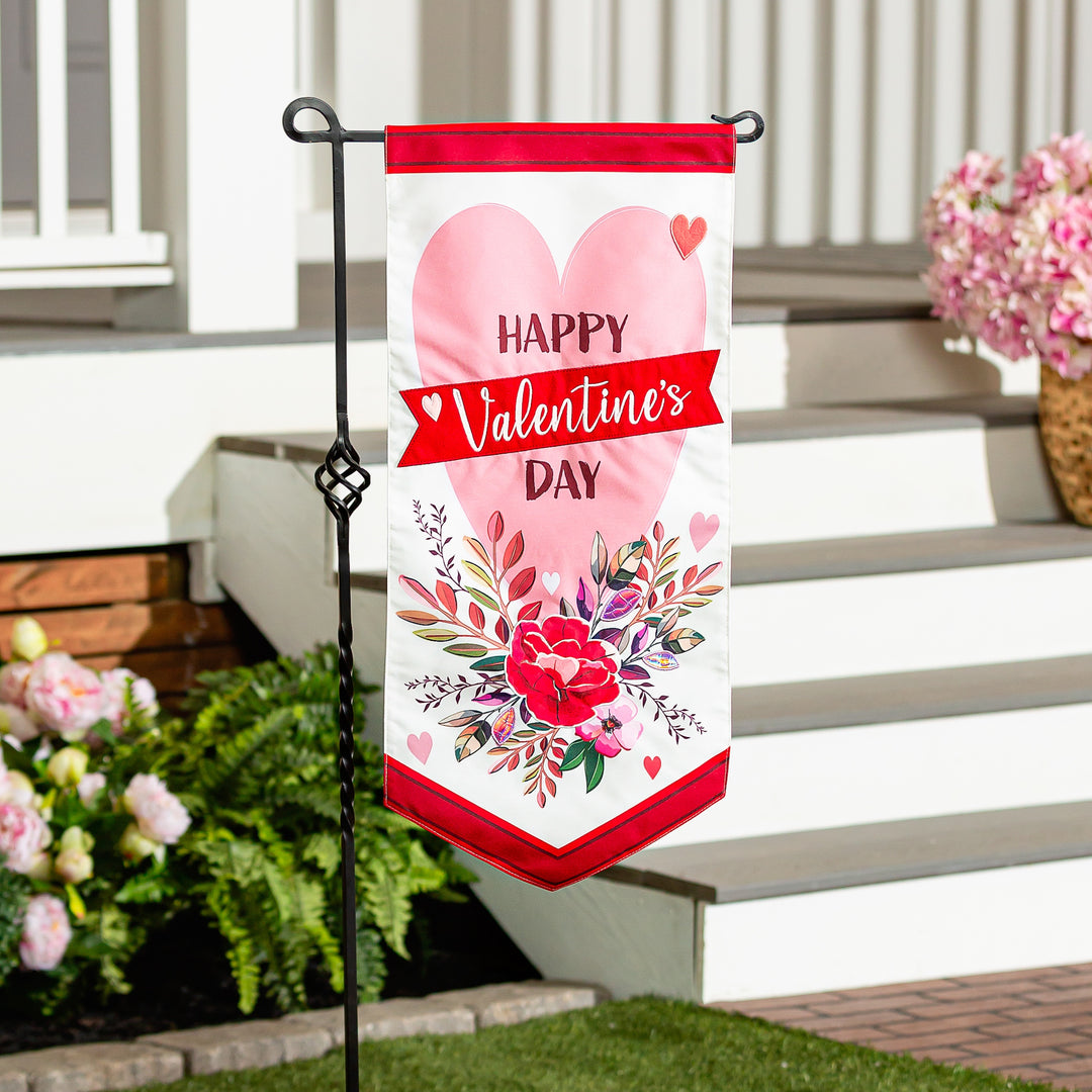 Happy Valentines Day Heart Long Garden Flag 2 Sided heartlandflags