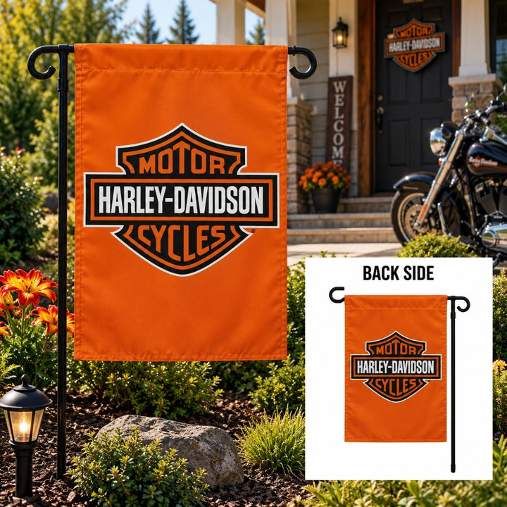 Harley Davidson 2 Sided Orange Garden Flag heartlandflags