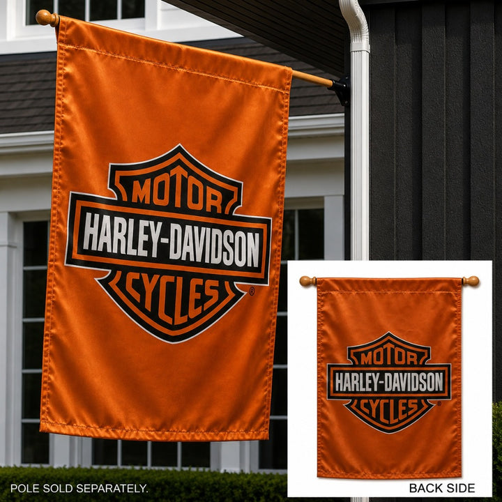 Harley Davidson Banner 2 Sided Orange House Flag heartlandflags