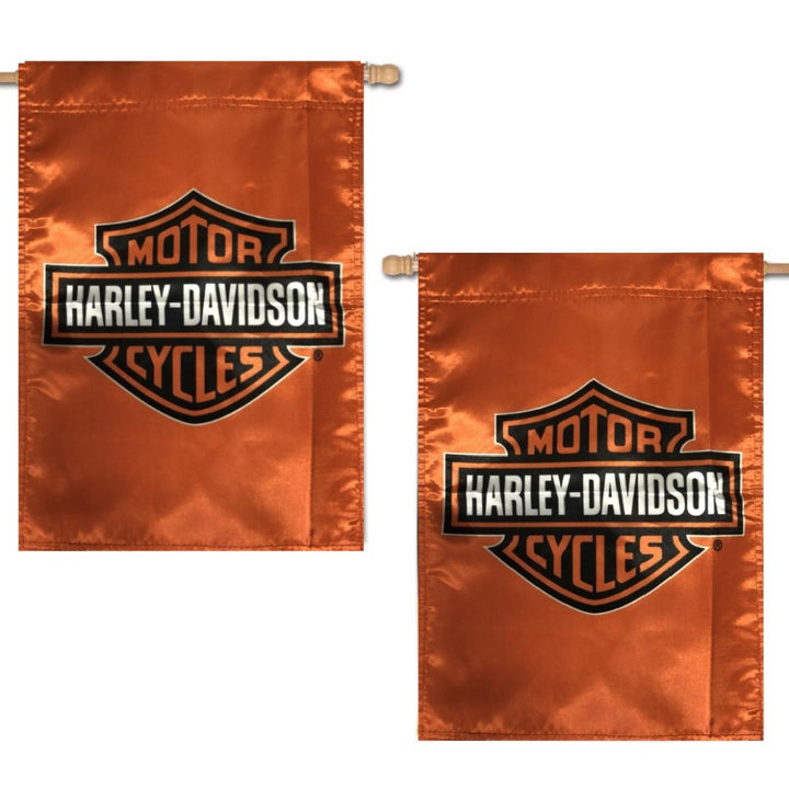 Harley Davidson Banner 2 Sided Orange House Flag heartlandflags