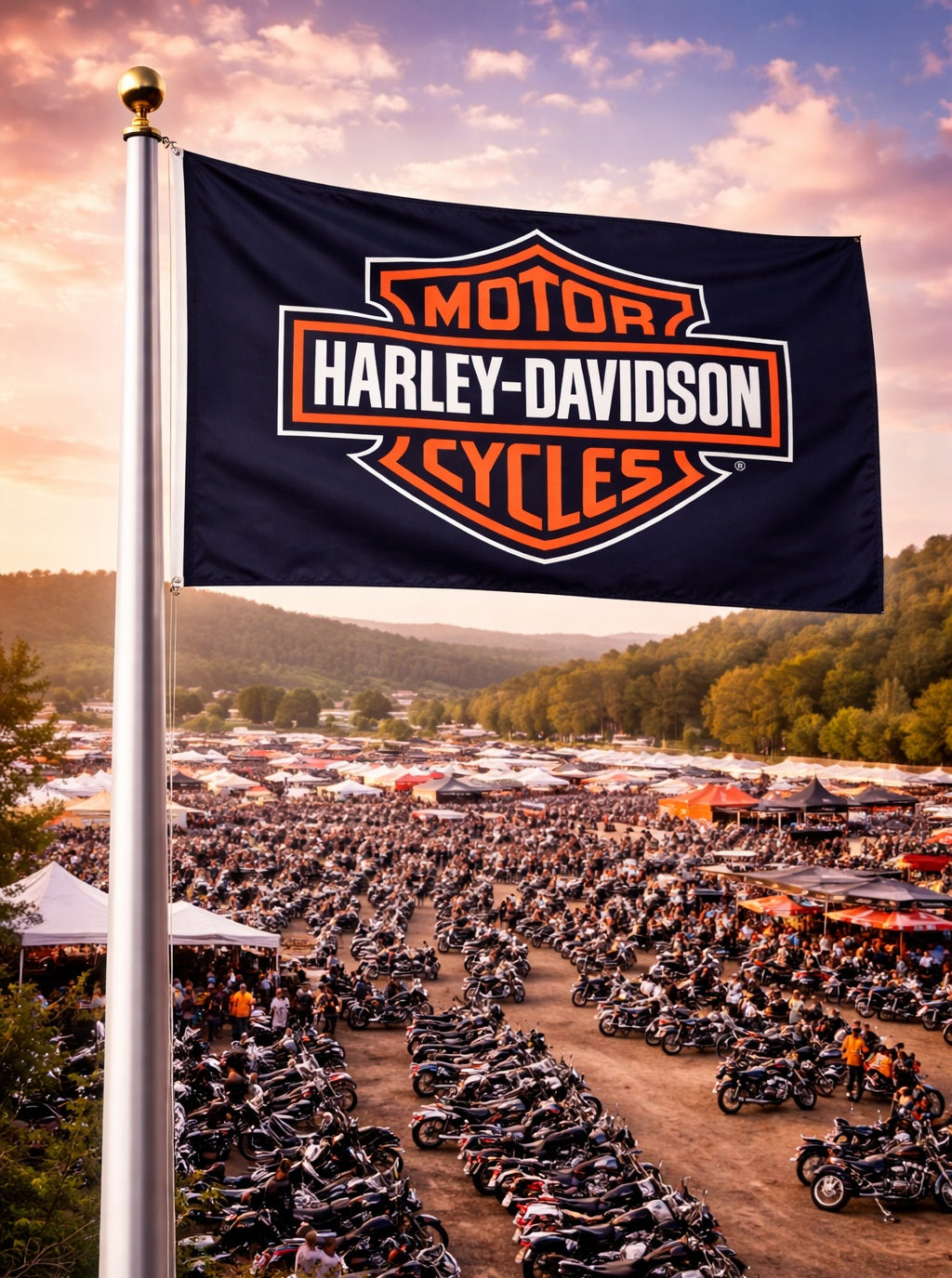 Harley Davidson Flag Black 2 Sided or Single Sided heartlandflags