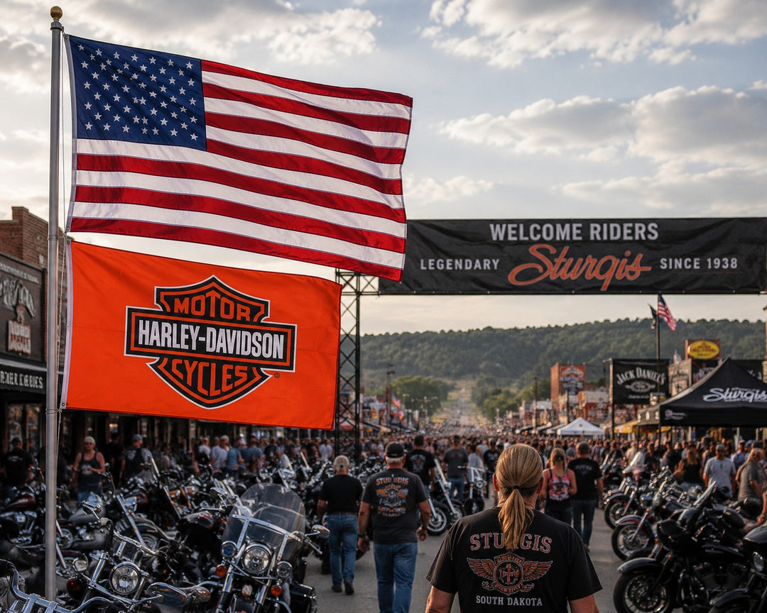 Harley Davidson 2 Sided Orange 3x5 Flag