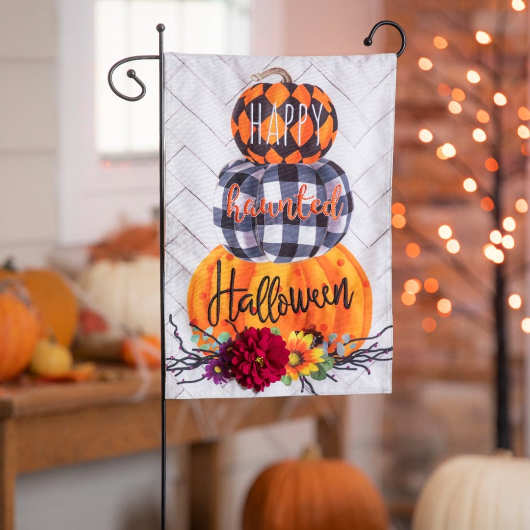 Haunted Stacked Pumpkins Halloween Garden Flag 2 Sided heartlandflags