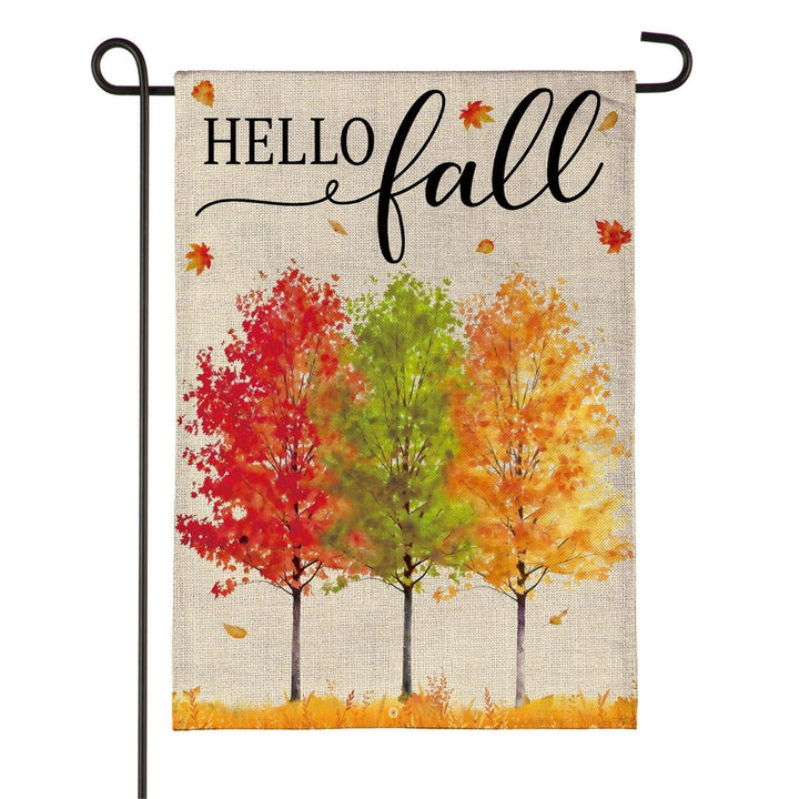 Hello Fall Autumn 2-Sided Burlap Garden Flag | 12.5" x 18" heartlandflags