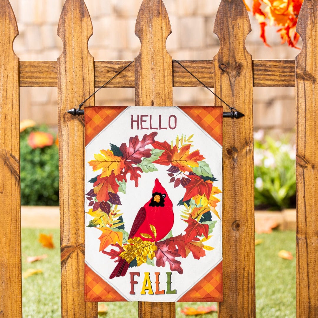 Hello Fall Cardinal Garden Flag 2 Sided heartlandflags