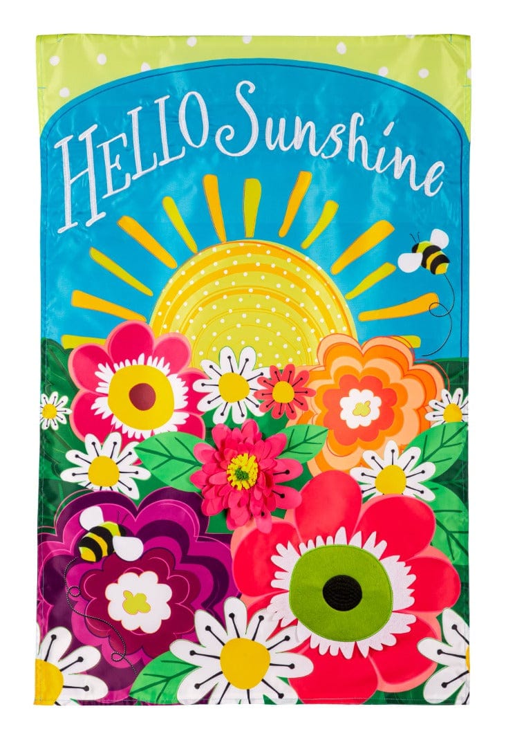 Hello Sunshine Garden Flag Applique 2 Sided heartlandflags