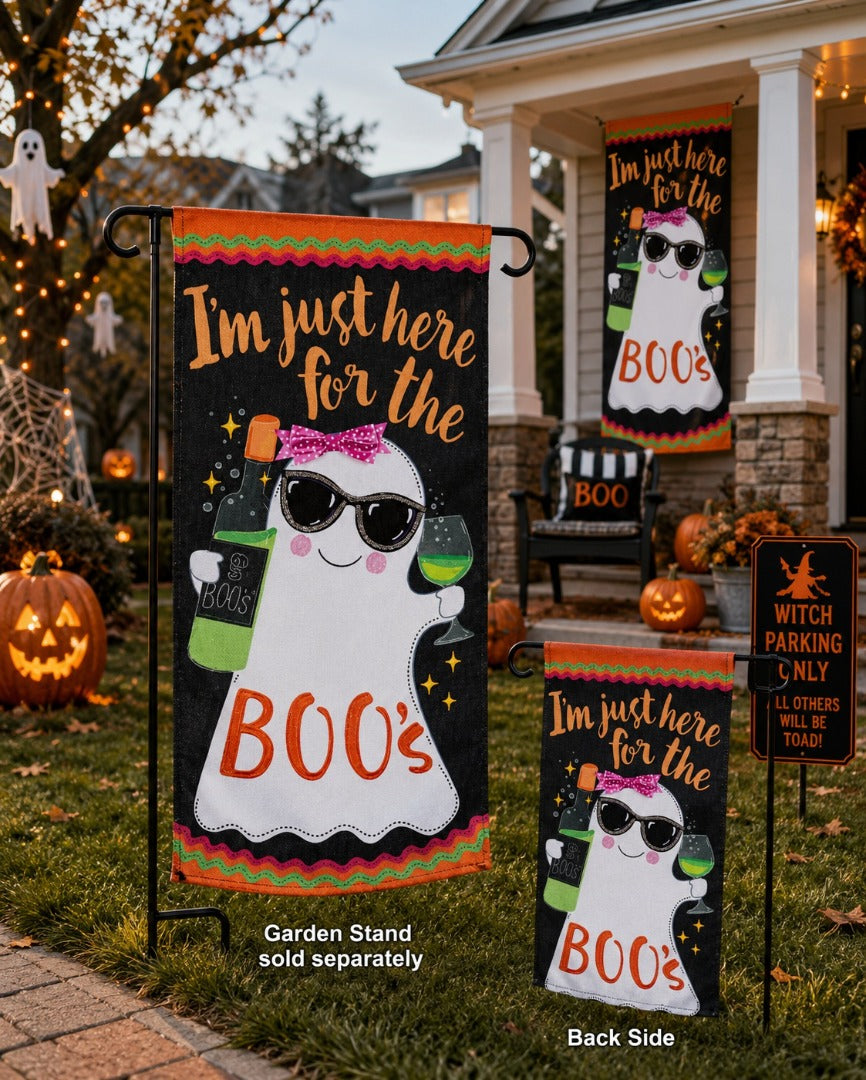 Here for the Boos 2-Sided Long Burlap Garden Flag | 12x28 Inches heartlandflags