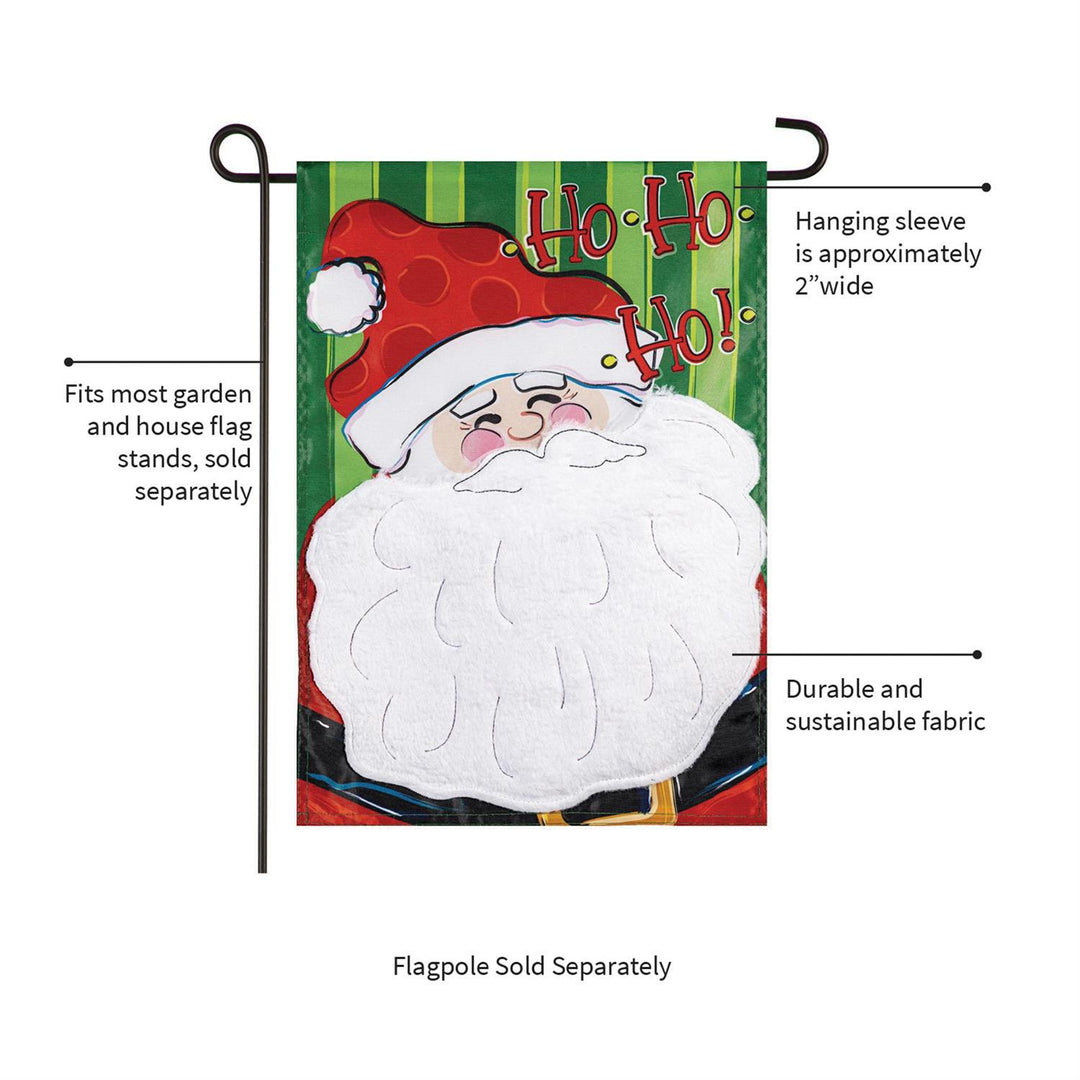 Santa garden flag sleeve graphic showing approximately 2 inch hanging sleeve