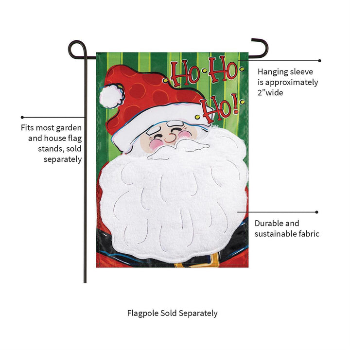Santa garden flag sleeve graphic showing approximately 2 inch hanging sleeve