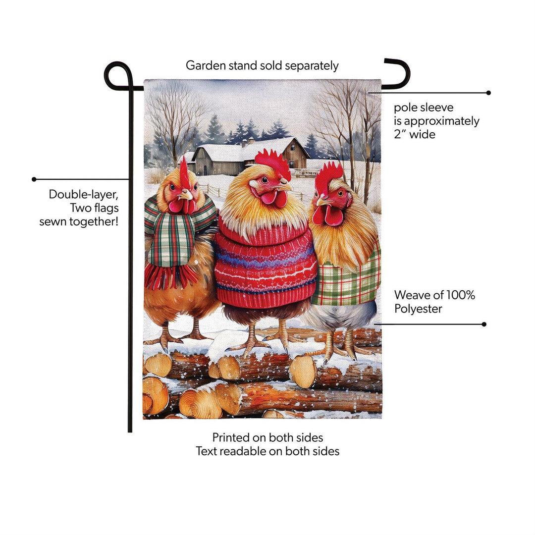 Cozy Hens flag double layer and pole sleeve details
