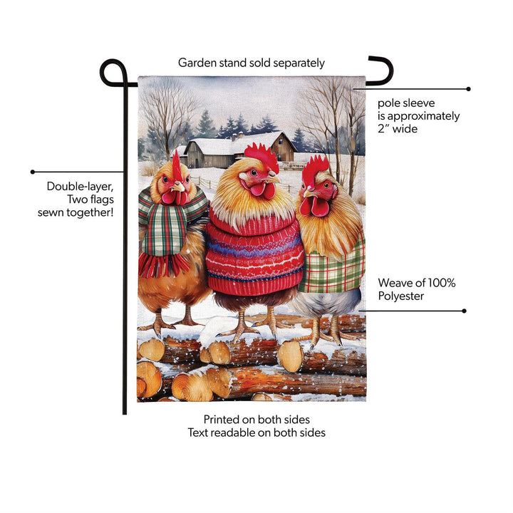 Cozy Hens flag double layer and pole sleeve details