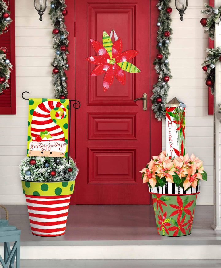 Holly Jolly Poinsettias Art Pole 20 Inches Tall heartlandflags