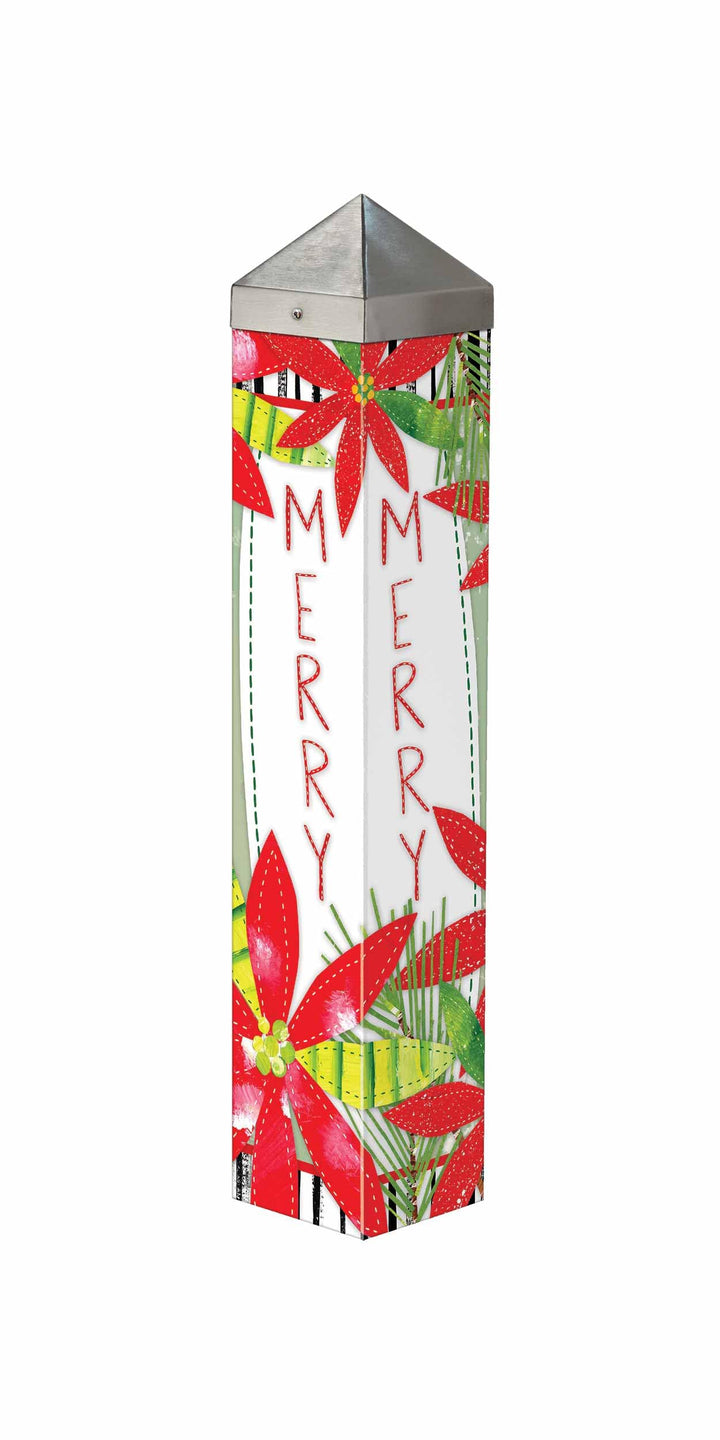 Holly Jolly Poinsettias Art Pole 20 Inches Tall heartlandflags