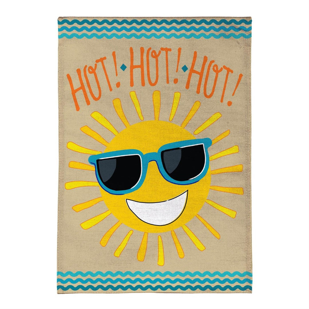 Hot Hot Hot Sunshine 2-Sided Burlap House Flag | 28" x 44" Porch heartlandflags