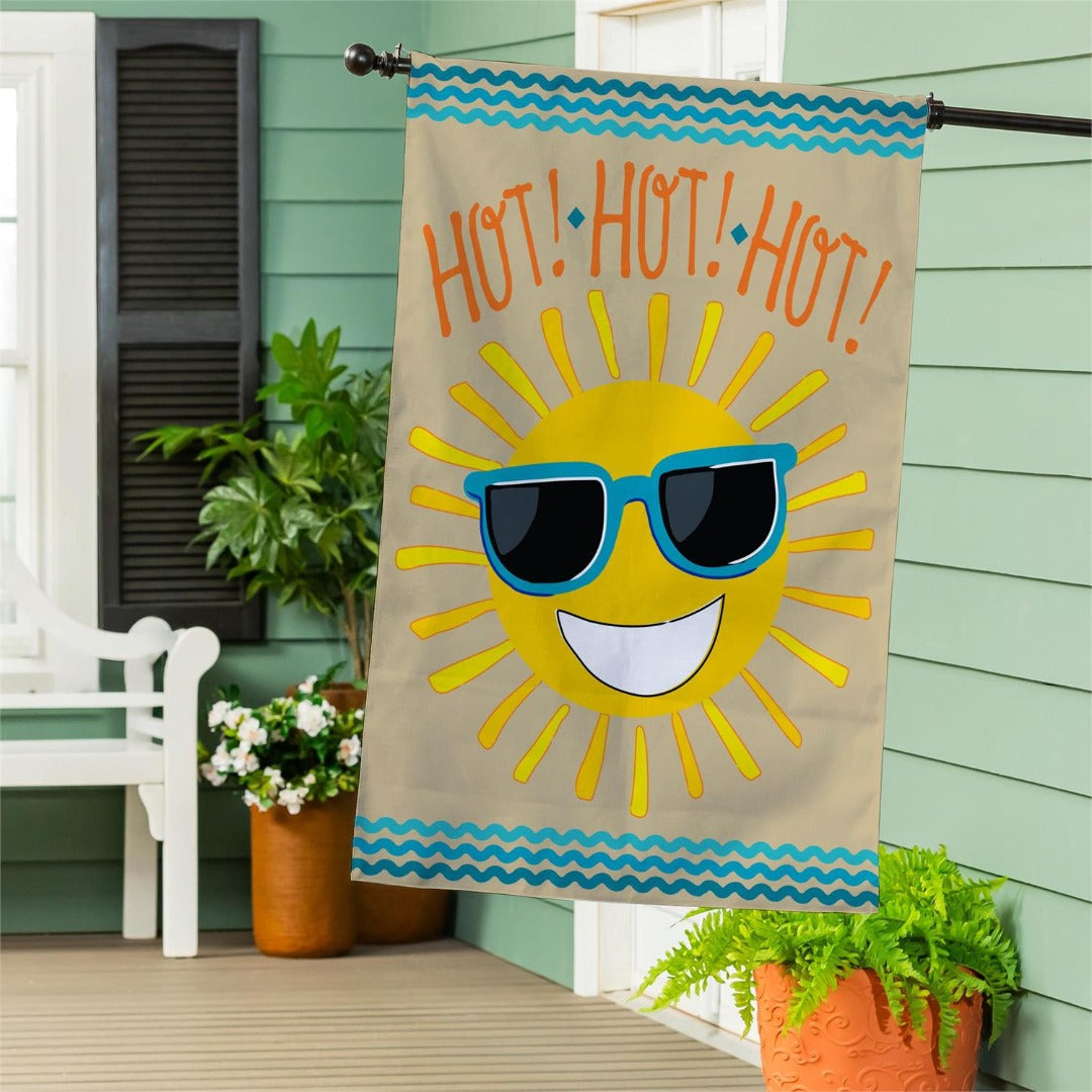 Hot Hot Hot Sunshine 2-Sided Burlap House Flag | 28" x 44" Porch heartlandflags
