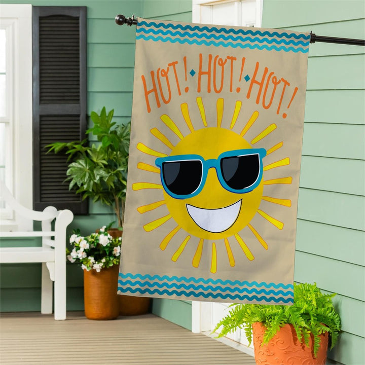 Hot Hot Hot Sunshine 2-Sided Burlap House Flag | 28" x 44" Porch heartlandflags