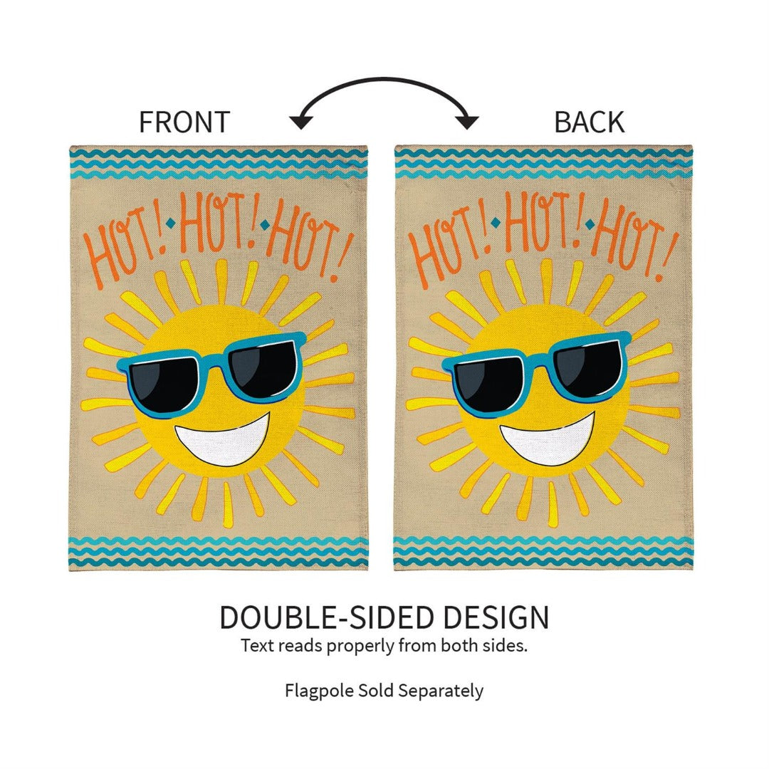 Hot Hot Hot Sunshine 2-Sided Burlap House Flag | 28" x 44" Porch heartlandflags
