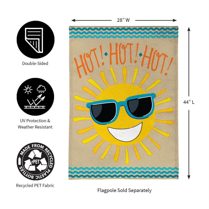 Hot Hot Hot Sunshine 2-Sided Burlap House Flag | 28" x 44" Porch heartlandflags