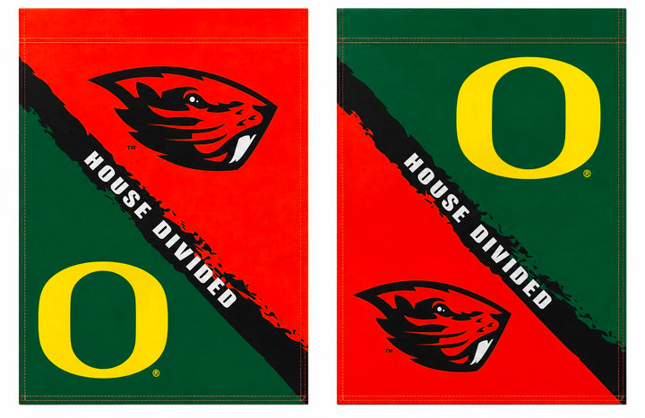 House Divided Garden Flag 2 Sided Oregon vs Oregon State Rivalry heartlandflags