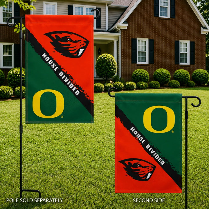 House Divided Garden Flag 2 Sided Oregon vs Oregon State Rivalry heartlandflags