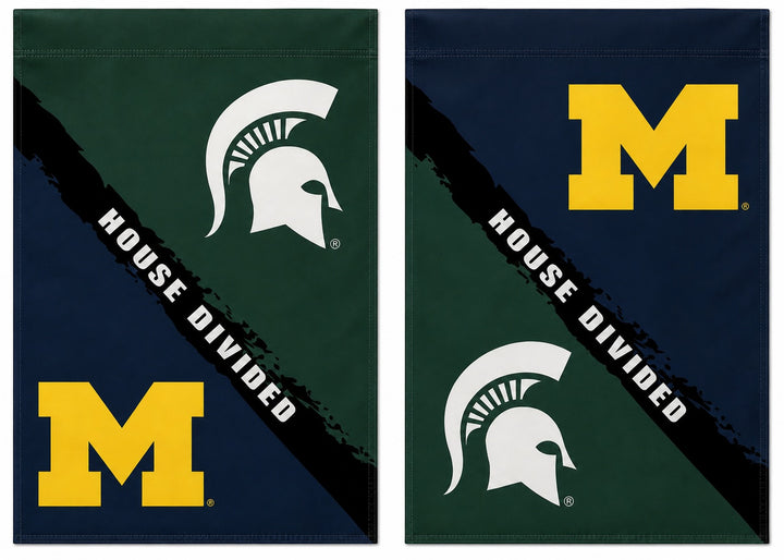 House Divided Michigan Michigan State Spartans Flag - 2 Sided heartlandflags