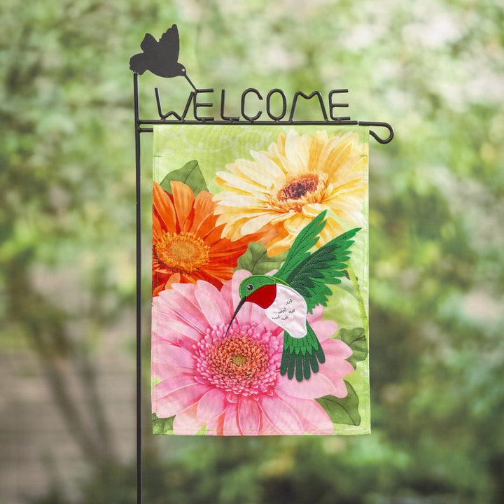 Hummingbird and Daisy Trio Garden Flag 2 Sided heartlandflags