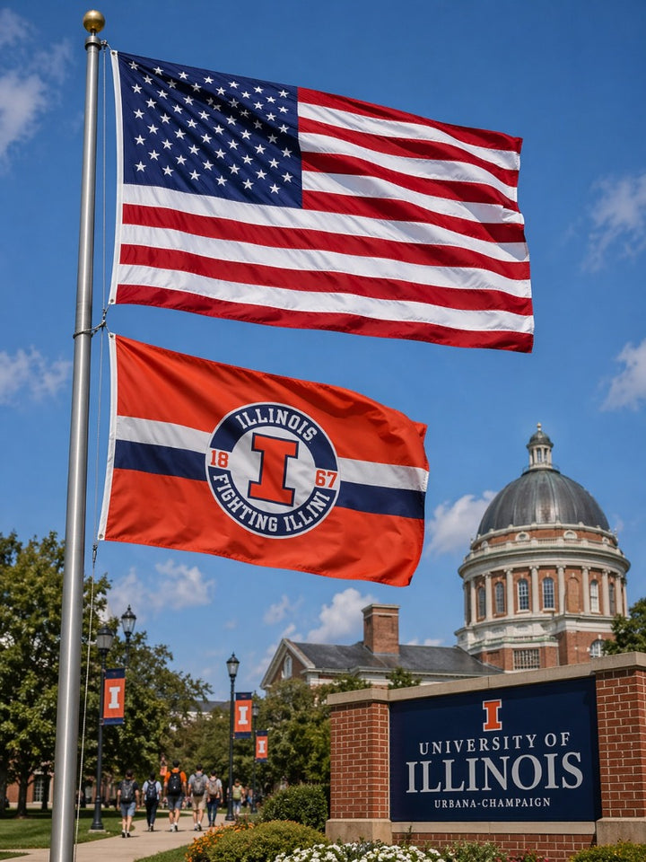 Illinois Fighting Illini 2 Sided 3x5 Embroidered Flag heartlandflags