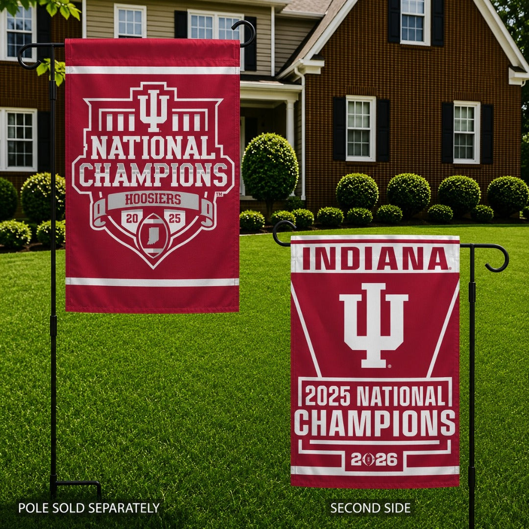 Indiana 2025 Football National Champions 2 Sided Garden Flag heartlandflags