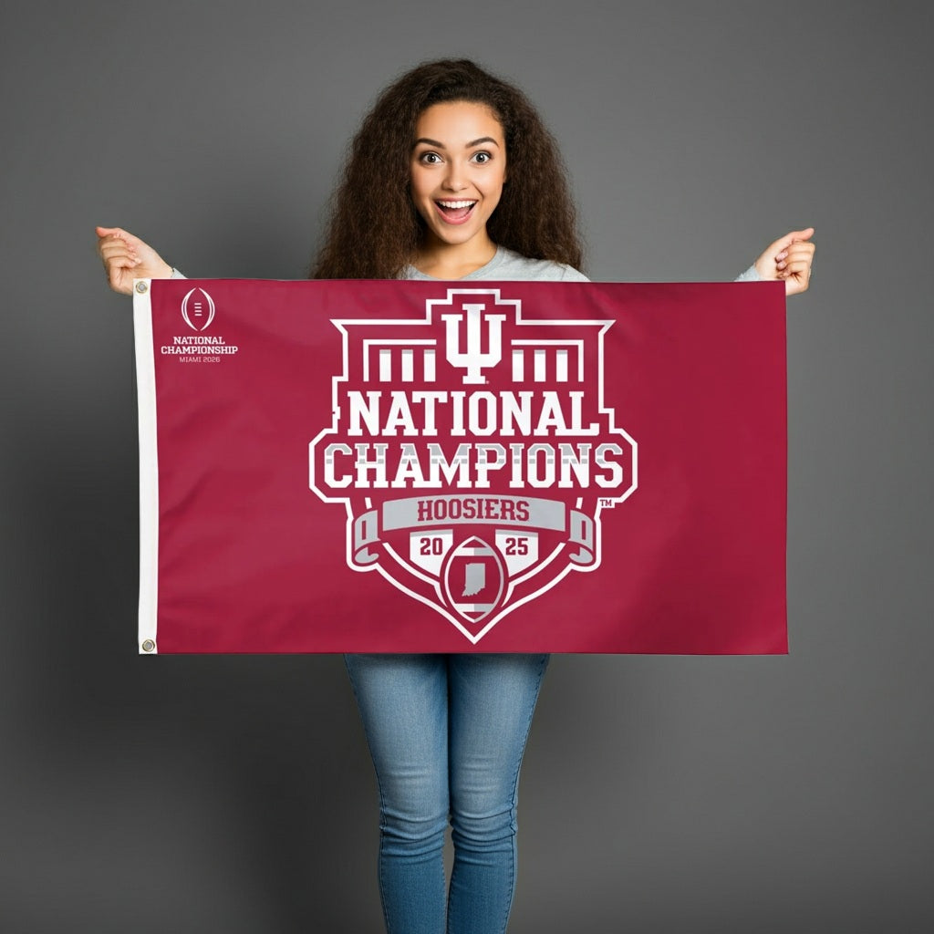 Indiana Hoosiers 2 Sided Football Champions Flag heartlandflags