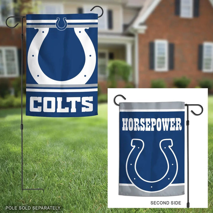 Indianapolis Colts Garden Flag 2 Sided Horse Power Slogan heartlandflags
