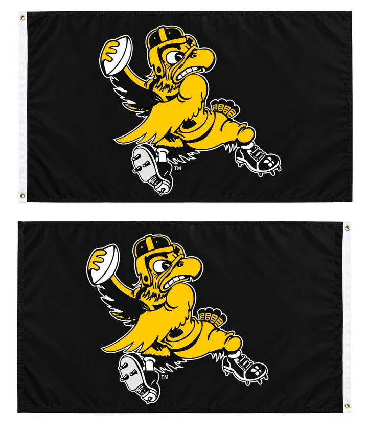 Iowa Hawkeyes 2 Sided Vintage Football Herky Logo 3x5 Flag