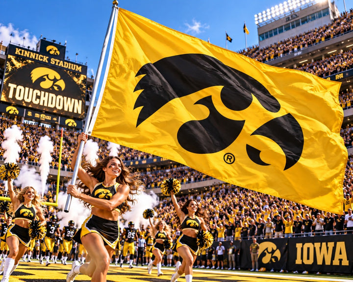 Iowa Hawkeyes 2 Sided Yellow 5x8 Flag Black Tigerhawk heartlandflags
