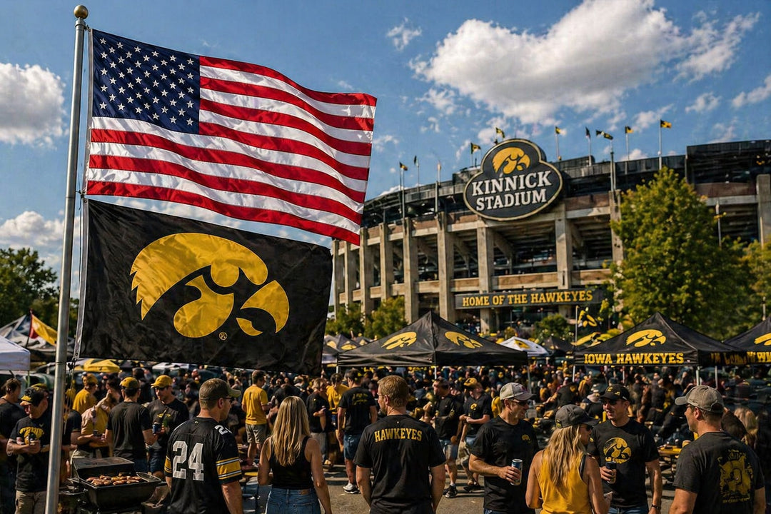 Iowa Hawkeyes 3x5 Applique Black Flag heartlandflags