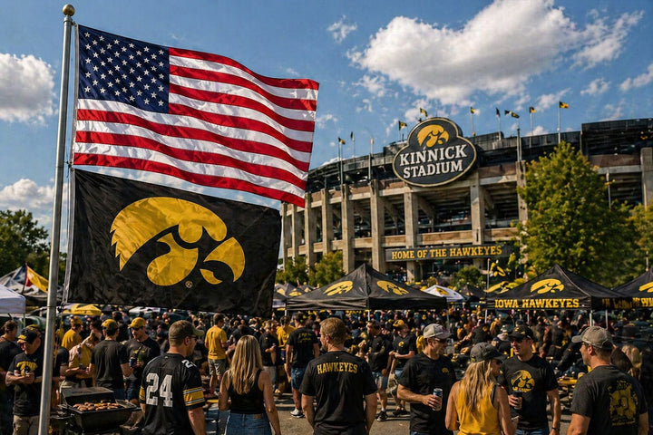 Iowa Hawkeyes 3x5 Applique Black Flag heartlandflags