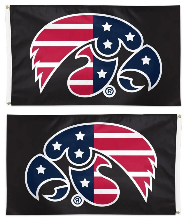 Iowa Hawkeyes 3x5 Veteran Tribute Flag - Red, White & Blue Logo heartlandflags