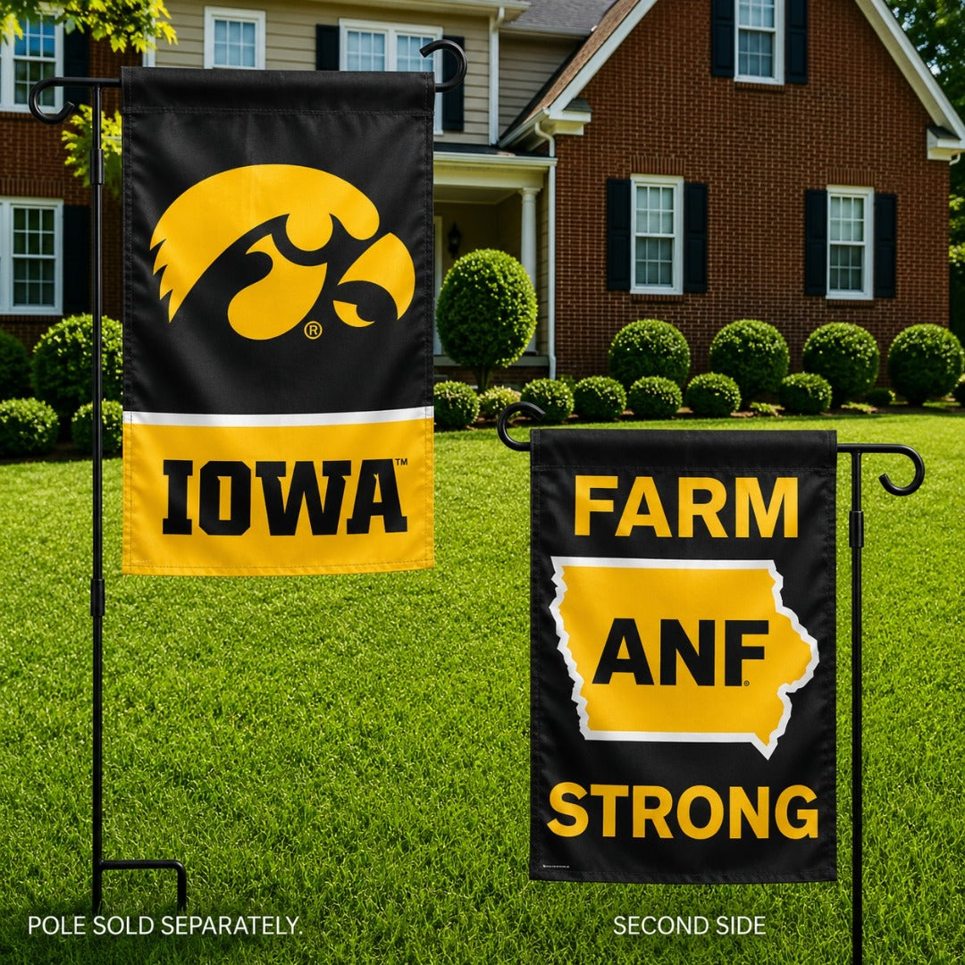 Iowa Hawkeyes ANF 2 Sided Garden Flag Farm Strong heartlandflags