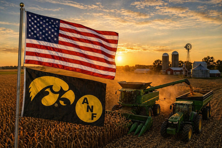 Iowa Hawkeyes ANF Black 3x5 Flag - America Needs Farmers heartlandflags