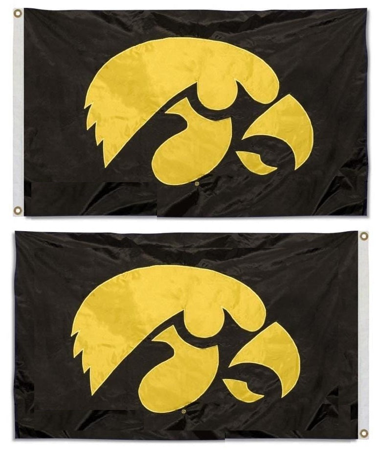 Iowa Hawkeyes Double Sided Applique Black 3x5 Flag