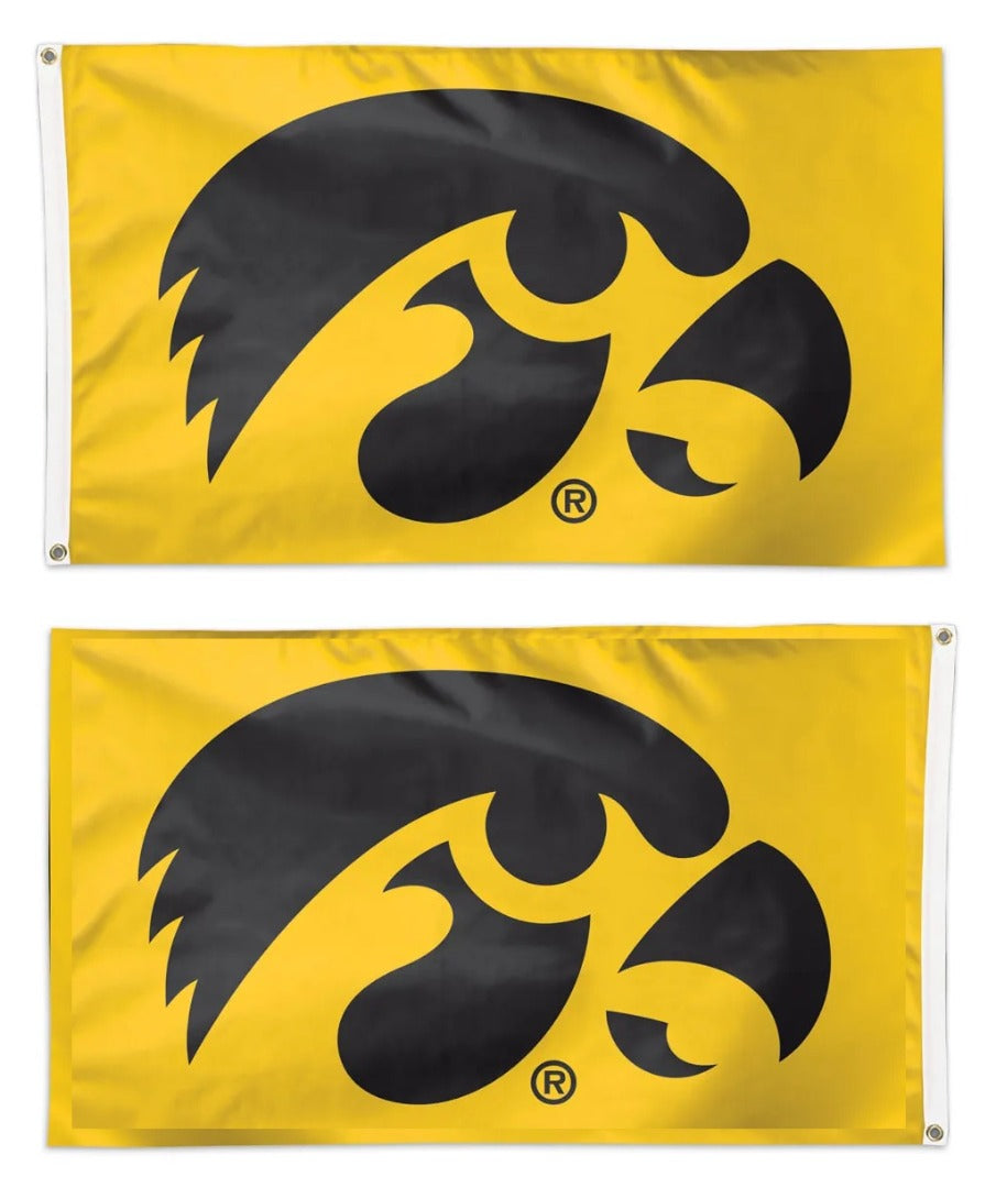 Iowa Hawkeyes Flag 2 Sided 2x3 Black Tigerhawk on Yellow heartlandflags