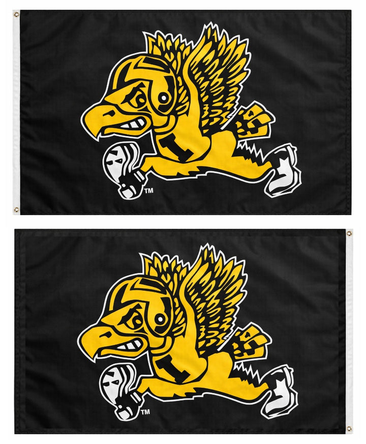 Iowa Hawkeyes Flag 2 Sided 3x5 Throwback Herky Logo heartlandflags