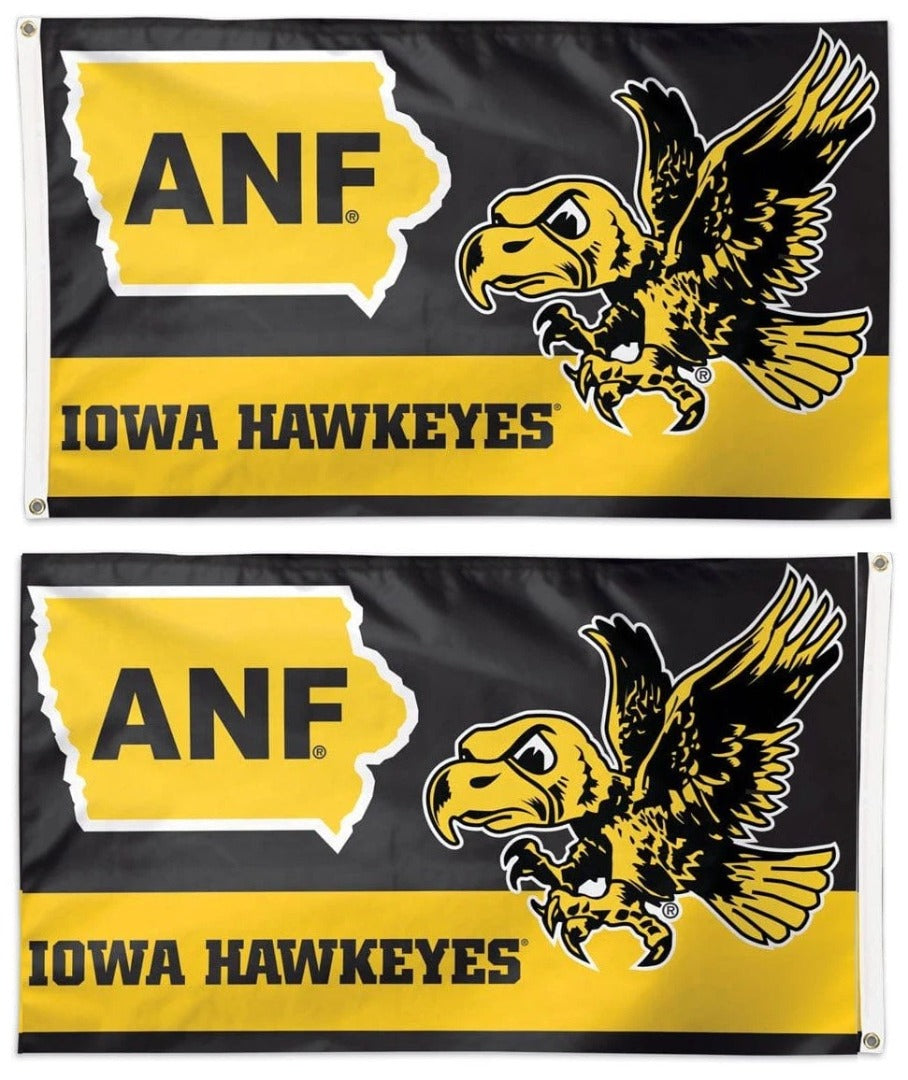Iowa Hawkeyes Flag 3x5 ANF Vintage Logo 2 Sided heartlandflags