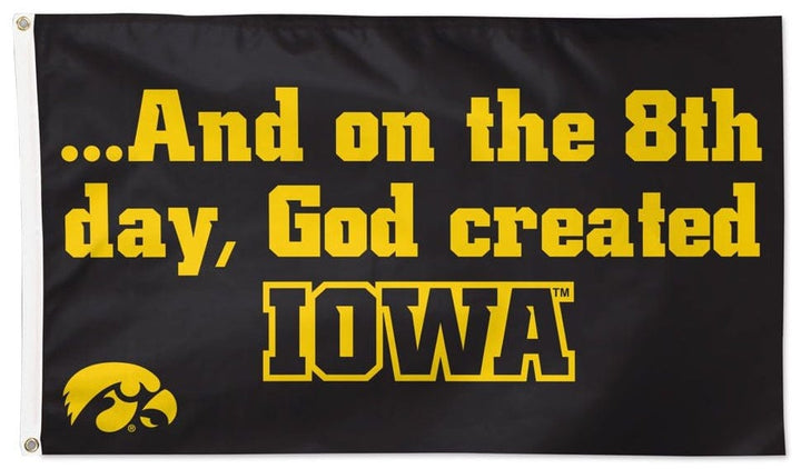 Iowa Hawkeyes Flag 3x5 And On The 8th Day Black Gold heartlandflags