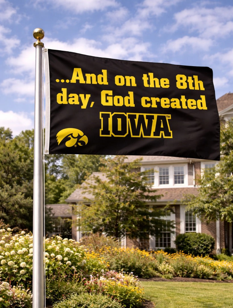 Iowa Hawkeyes Flag 3x5 And On The 8th Day Black Gold heartlandflags
