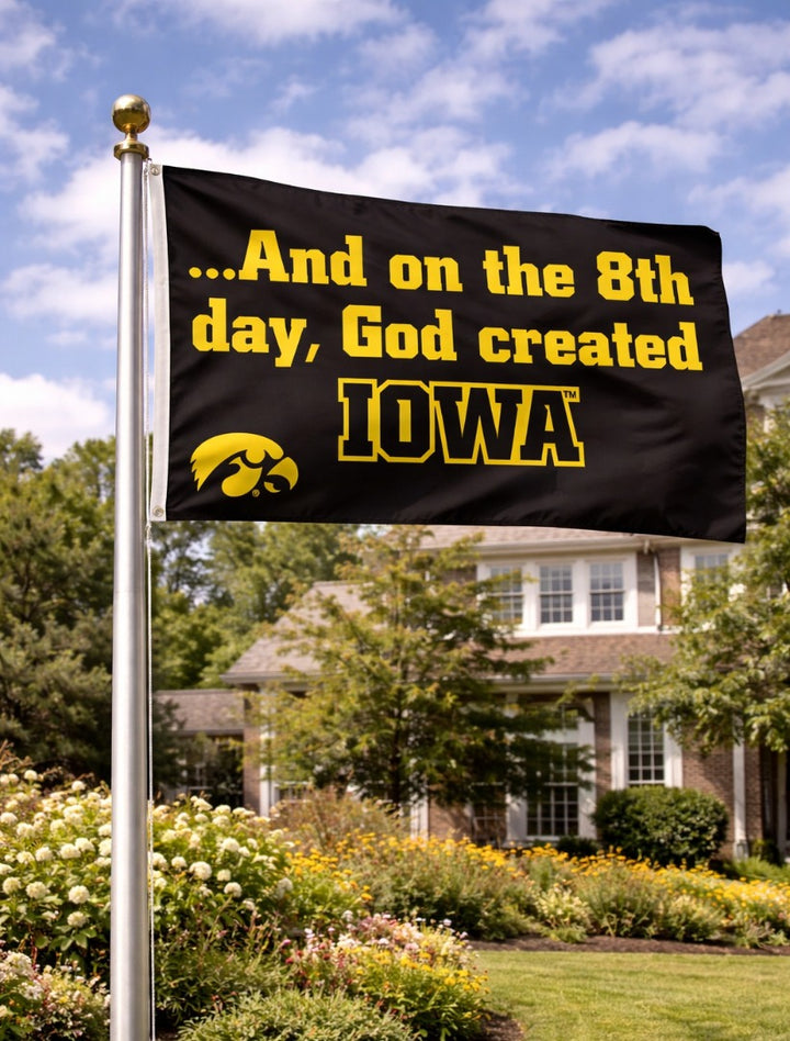 Iowa Hawkeyes Flag 3x5 And On The 8th Day Black Gold heartlandflags