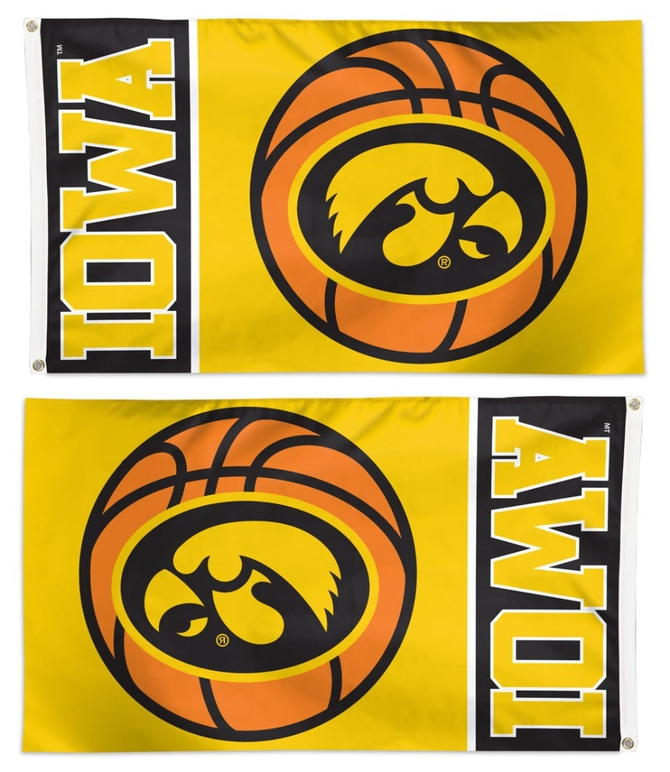 Iowa Hawkeyes Flag 3x5 Basketball Yellow heartlandflags