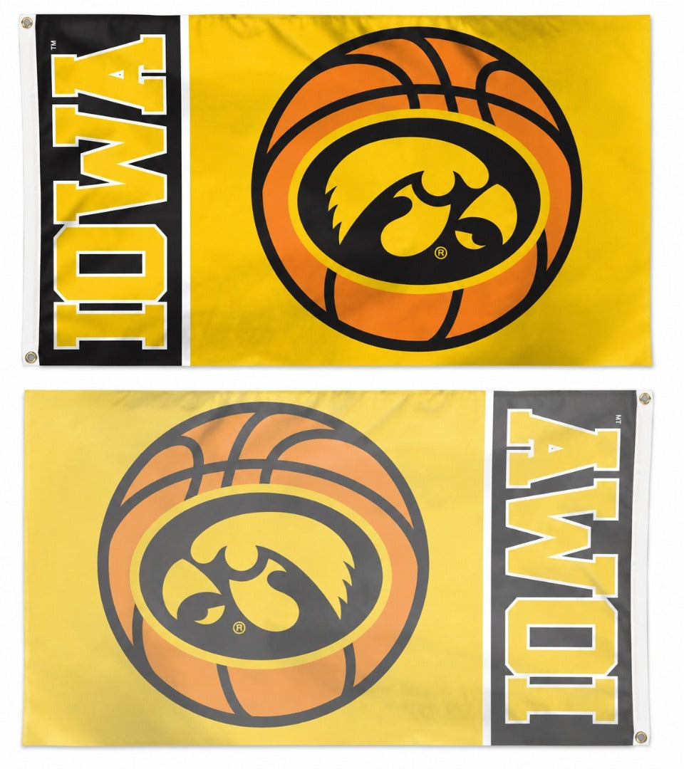 Iowa Hawkeyes Flag 3x5 Basketball Yellow heartlandflags