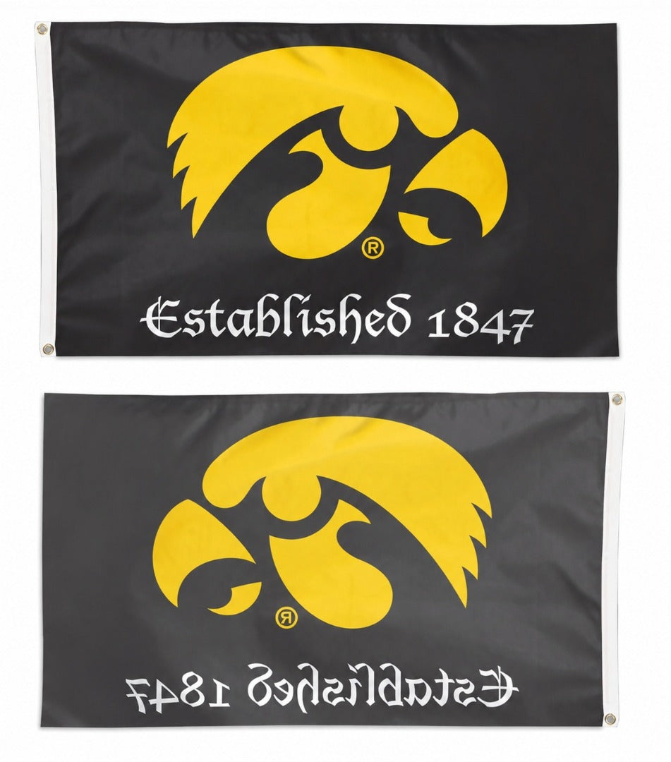 Iowa Hawkeyes Flag 3x5 Established 1847 Black heartlandflags