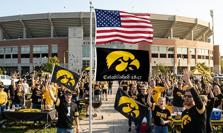 Iowa Hawkeyes Flag 3x5 Established 1847 Black heartlandflags