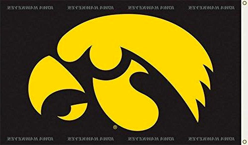 Iowa Hawkeyes Flag 3x5 Gold Hawk Border heartlandflags