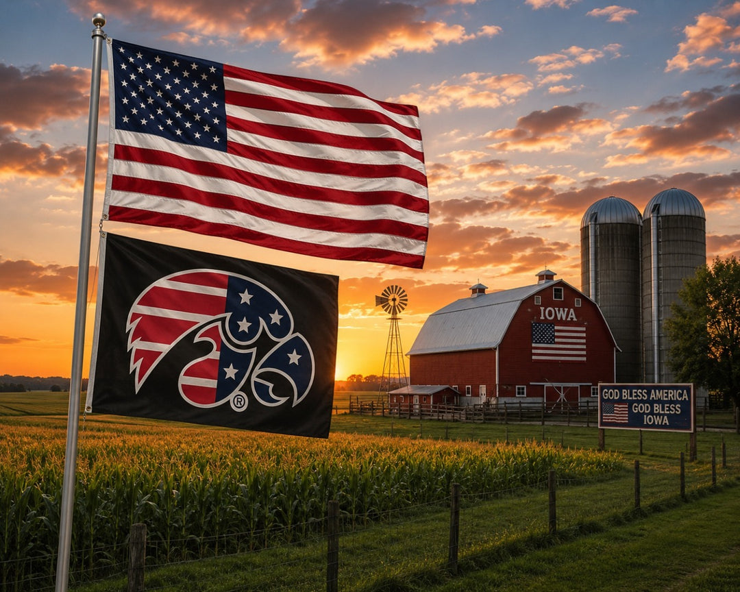 Iowa Hawkeyes Flag 3x5 Patriotic Logo 2 Sided heartlandflags